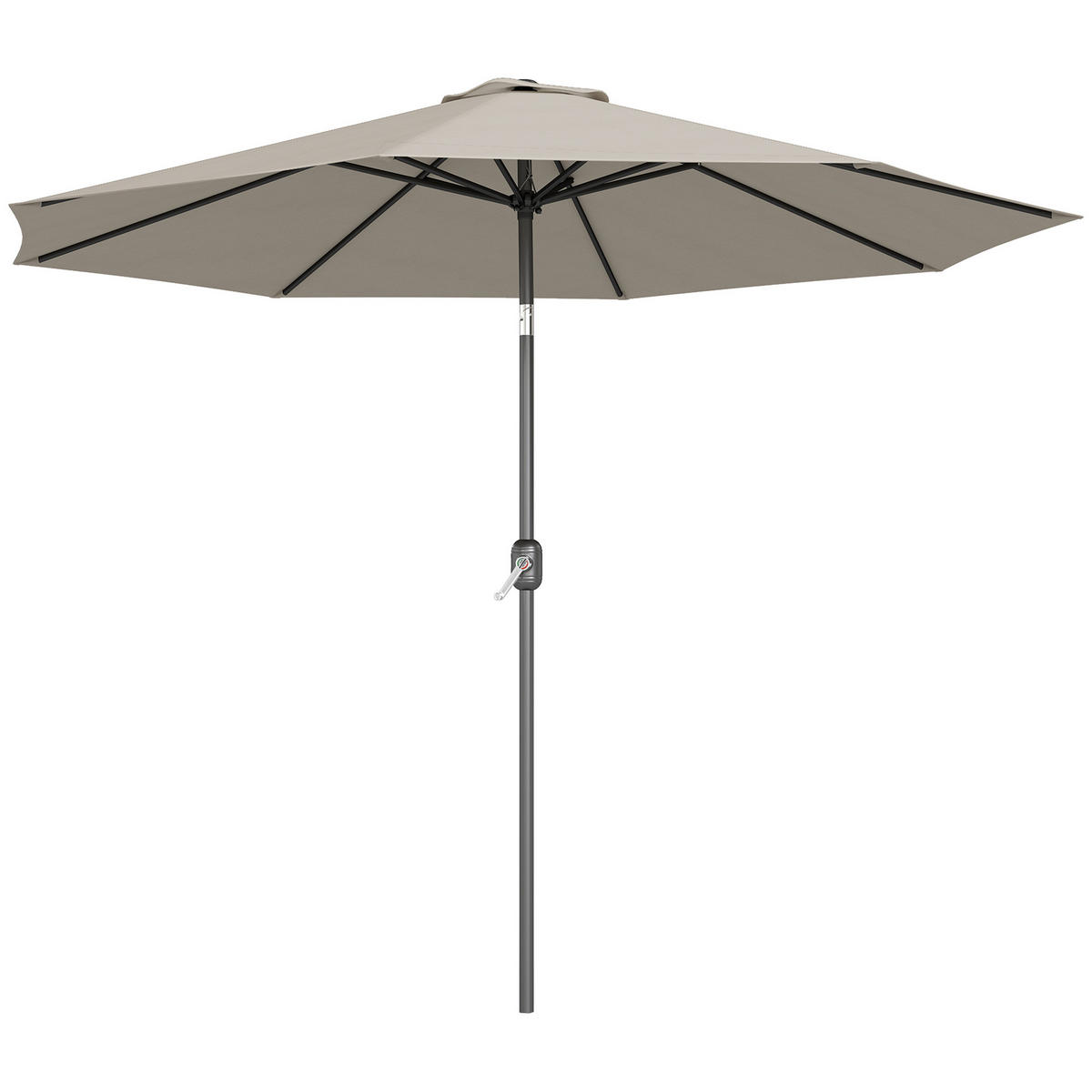 SONNENSCHIRM DE-11412 neigbar, mit Kurbel, Ø 3 m Hellgrau - Hellgrau, Metall (296/295cm) - ComfortXL