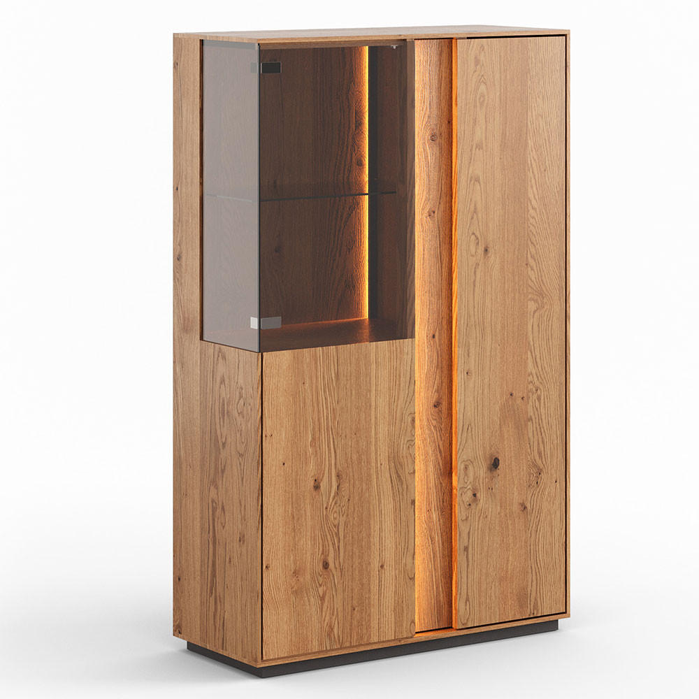 VITRINE Collodi Wildeiche Natur 85 / 37 / 140cm - Wildeiche, Holz (85/140/37cm) - Feldmann-Wohnen