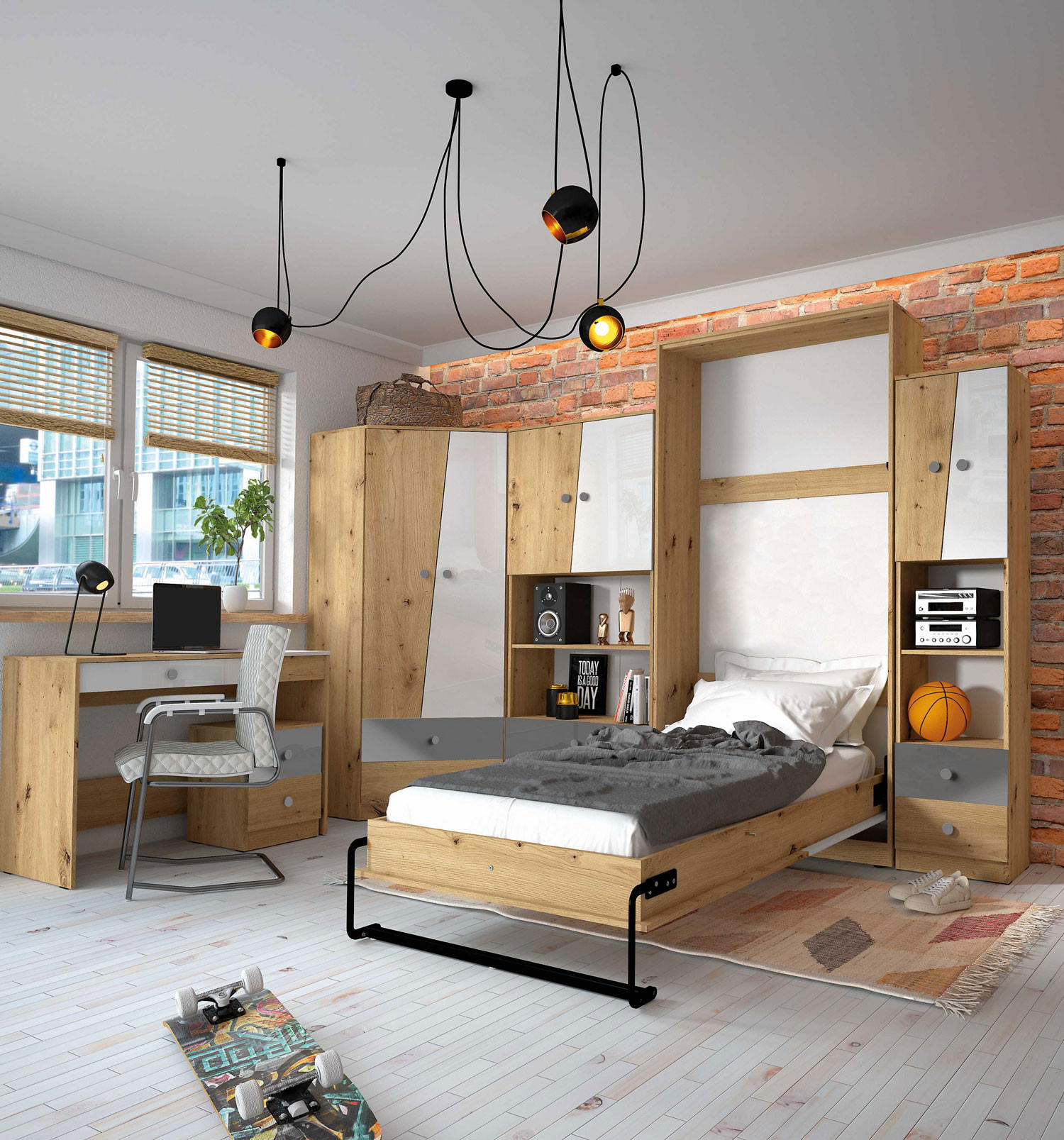 Feldmann-Wohnen Jugendzimmer-Set Grau 431x220x226 cm