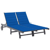 2-PERSONEN-SONNENLIEGE mit Auflage Grau Akazie Massivholz - Grau, Holz (200/76/200cm) - furnicato