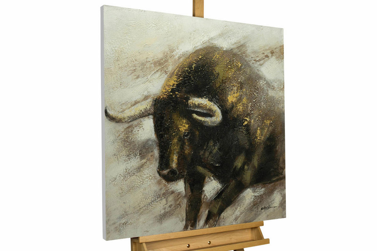 ACRYLBILD HANDGEMALT 80/80 cm - Weiß/Braun, Holz/Textil (80/80cm) - KUNSTLOFT