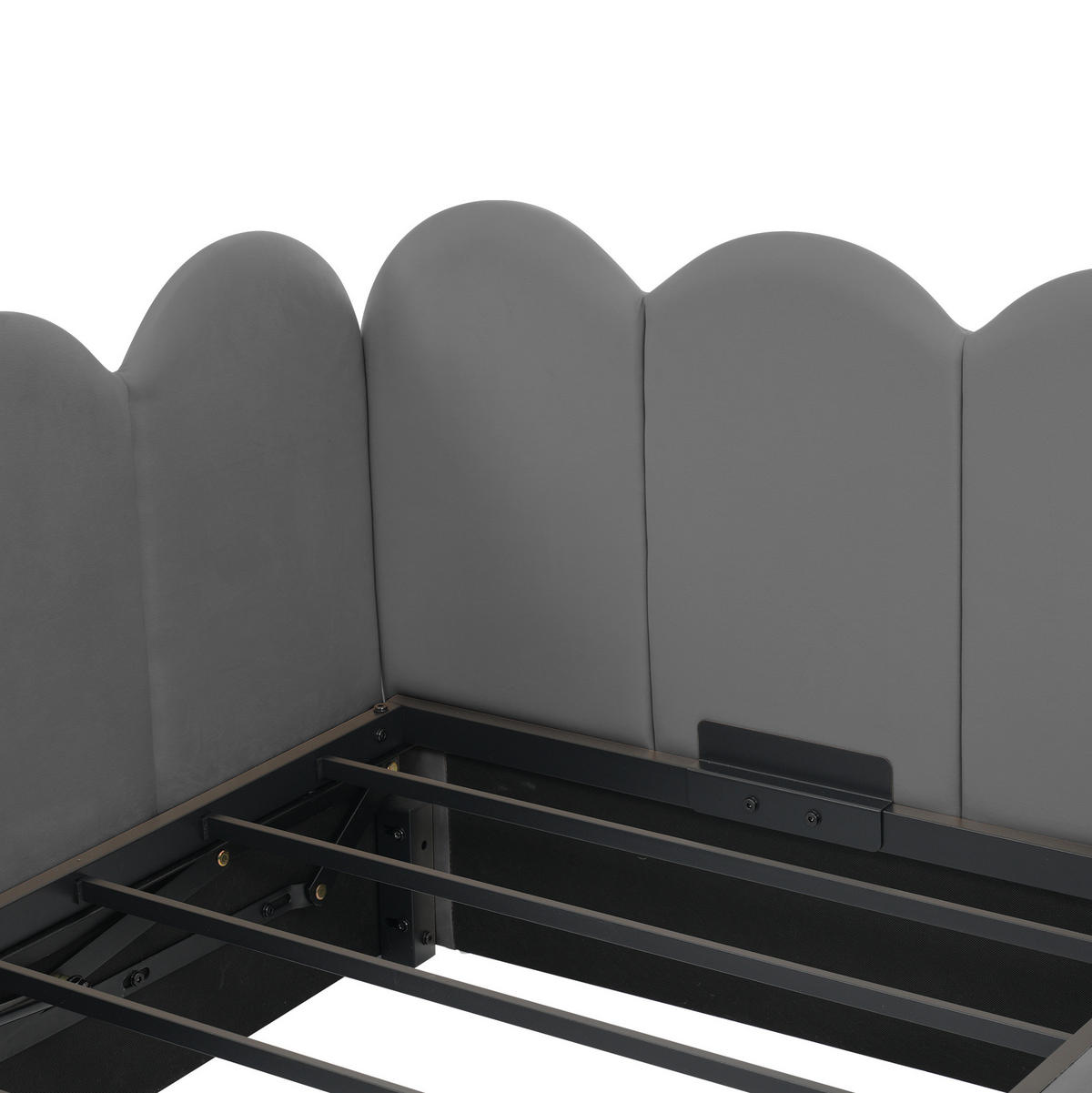 TAGESBETT mit Stauraum 90x190 cm Samt Grau - Grau, Metall (90/190cm) - Beauniv