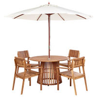 GARTENMÖBEL-SET 4-Sitzer Heller Holzfarbton mit Sonnenschirm Agello - Hellbraun/Beige, Holz - Beliani