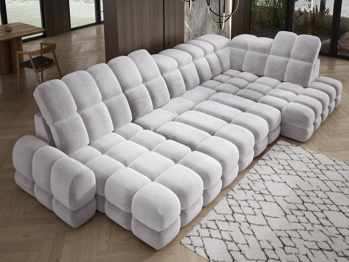 ECKSOFA TOLLO Salvador-stoff U-form 400x217x105 cm silber - Alufarben, Holz/Textil (217/400cm) - DomoHome