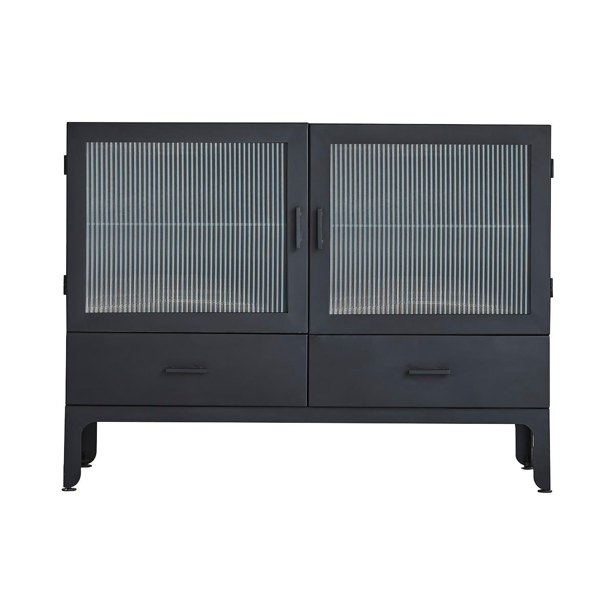 VITRINENSCHRANK Emil Schwarz aus Metall - Schwarz, Metall (120/90/42cm) - Tikamoon