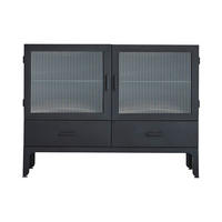 VITRINENSCHRANK Emil Schwarz aus Metall - Schwarz, Metall (120/90/42cm) - Tikamoon