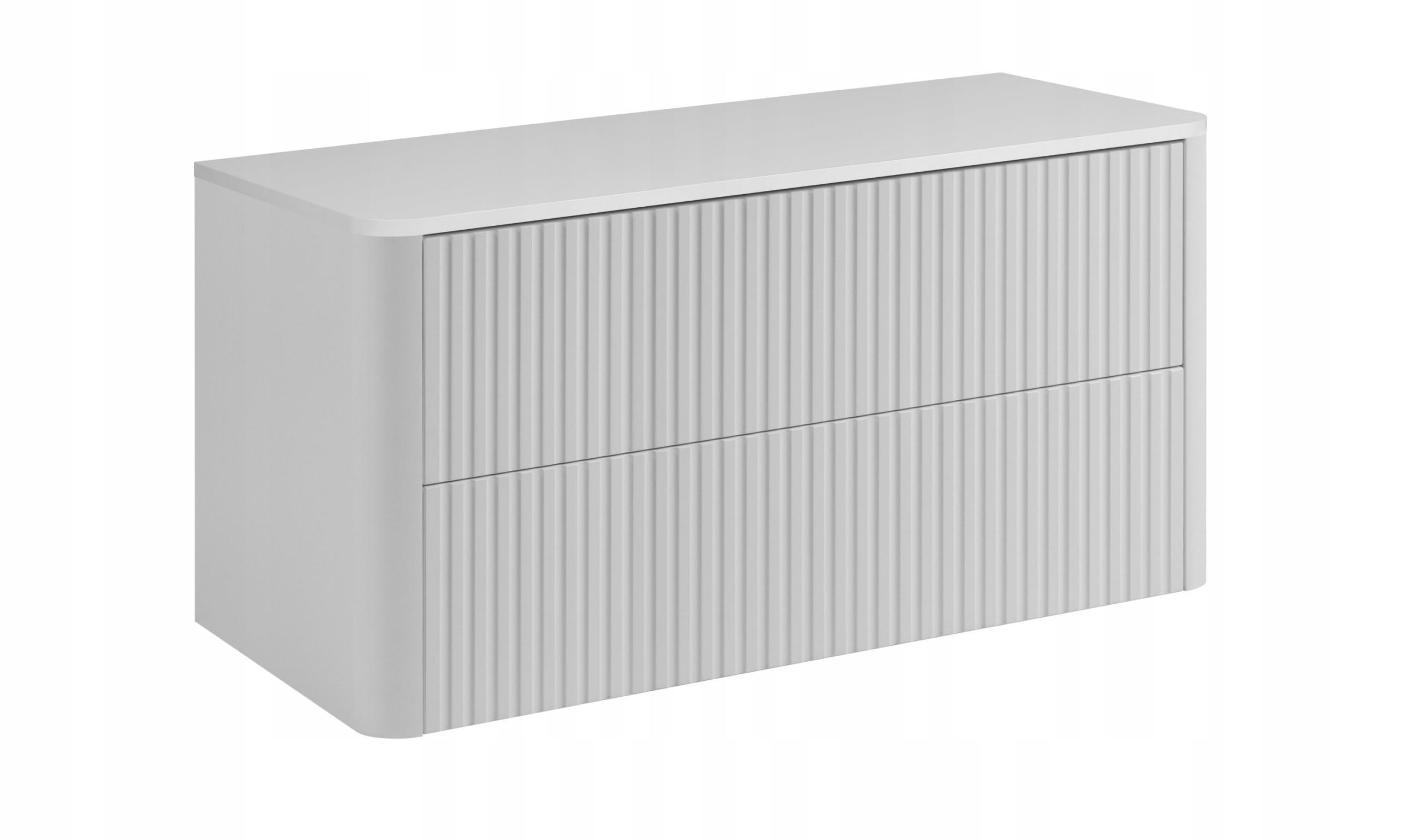 WASCHBECKENUNTERSCHRANK LINEA hängend geriffelt Weiß matt mit Waschtischplatte 100/48/44 cm - Weiß, Holzwerkstoff (100/48.4/43.7cm) - Rodan