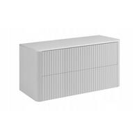 WASCHBECKENUNTERSCHRANK LINEA hängend geriffelt Weiß matt mit Waschtischplatte 100/48/44 cm - Weiß, Holzwerkstoff (100/48.4/43.7cm) - Rodan