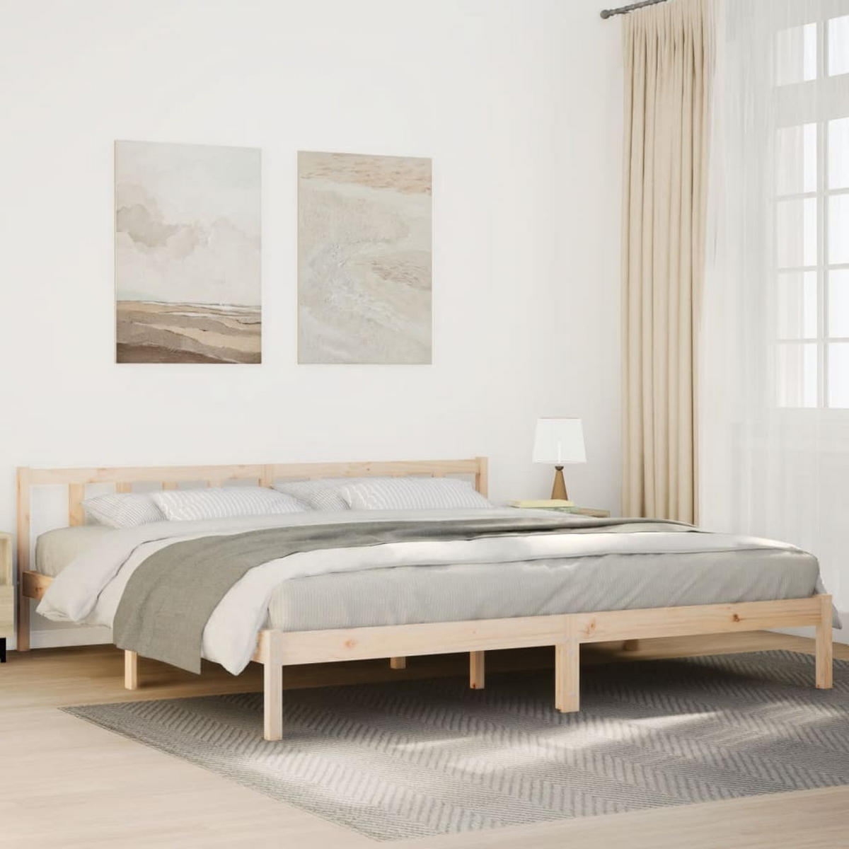 MASSIVHOLZBETT Extra Lang Ohne Matratze 180/220 Kiefernholz - Braun, Holz (180/220cm) - vidaXL