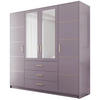 DREHTÜRENSCHRANK Balid 4-Türen, mit 3 Schubladen und Spiegel, Rosa - Rosa, Holzwerkstoff (196/200/58cm) - Beautysofa