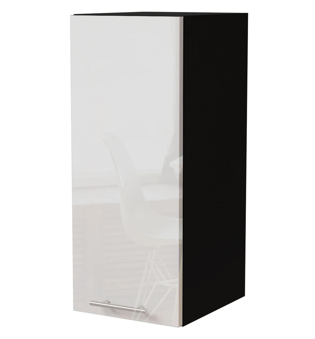 Feldmann-Wohnen Küchenhängeschrank Weiß Hochglanz, Schwarz 20x72x32.5 cm