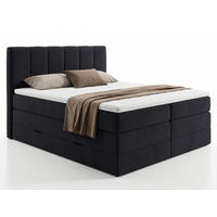 BOXSPRINGBETT Star Max - 160x200 - schwarz (Kronos 07, Velours) - Schwarz, Holz/Holzwerkstoff (160/200cm) - Sofnet