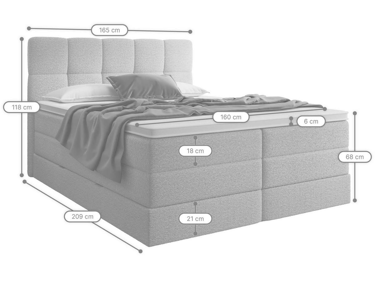 BOXSPRINGBETT Madison 1 creme 160/200 H3/H4 Boucle - Creme, Textil (160/200cm) - wonello
