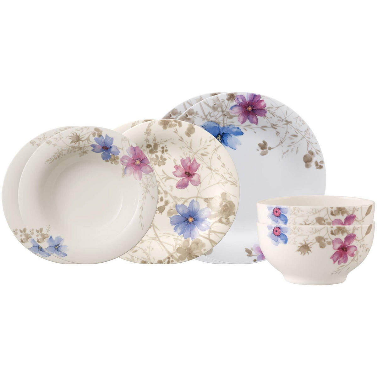 EINSTEIGER-SET Mariefleur Gris Basic bunt 8er Set - Multicolor, Keramik (1/1/1cm) - Villeroy & Boch