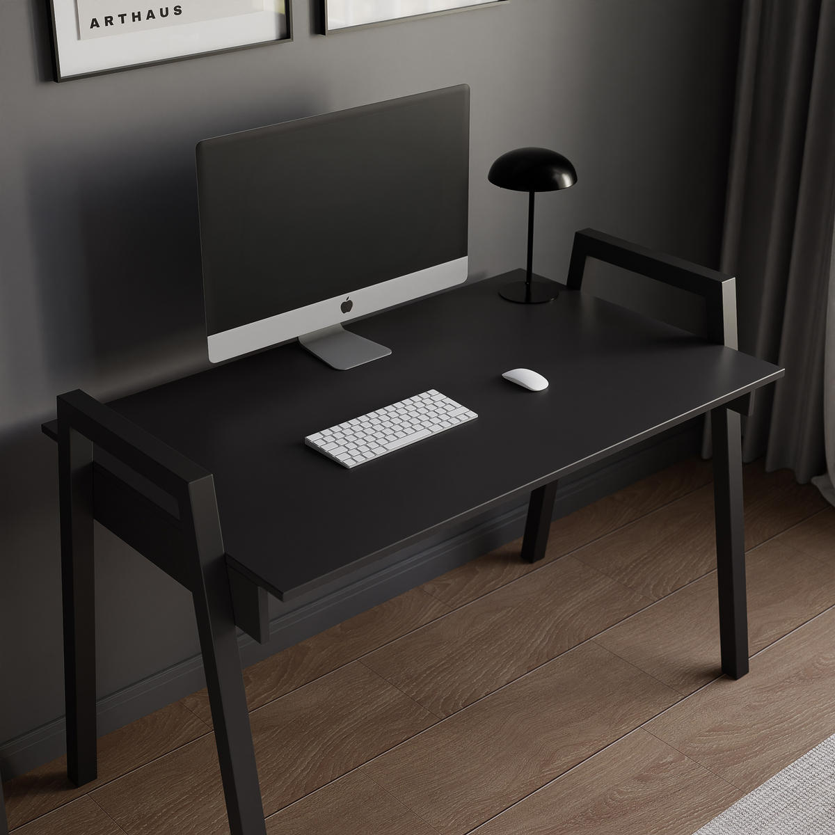 SCHREIBTISCH NOVO 120/68/82 cm, Schwarz - Schwarz, Holzwerkstoff/Metall (68/120/82cm) - Idohome