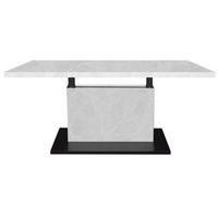 COUCHTISCH Höhenverstellbar Else 4 120x49x70 Holz Keramikoptik Weiß - Hellgrau/Schwarz, Holzwerkstoff (120/70/49cm) - 58aufmkessel