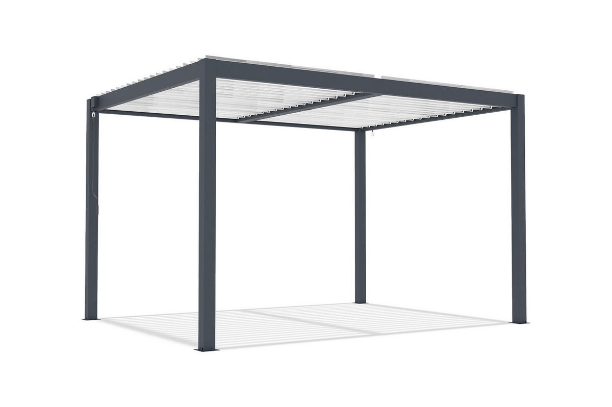 BIOKLIMA-PERGOLA Agosta 4x3m freistehend 250 cm hoch Graues Aluminium mit weißen - Grau, Metall (394/248/300cm) - Cazeboo