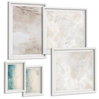 BILDER SET 5er Set - 50x50 cm & 20x30 cm & 40x60 cm Weißer Rahmen - Aquarellmalerei-Textur - Weiß, Kunststoff (40/60cm) - TULUP