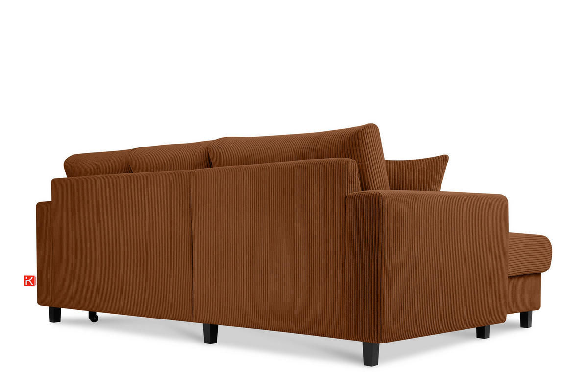 ECKSCHLAFSOFA EGRET Links mit Bettkasten, Cord-Stoff, orange - Orange, Textil (234/90cm) - KONSIMO®
