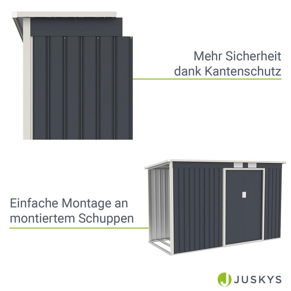 HOLZUNTERSTAND für Metall Geräteschuppen M links - Dunkelgrau, Metall (65/171/130cm) - Juskys