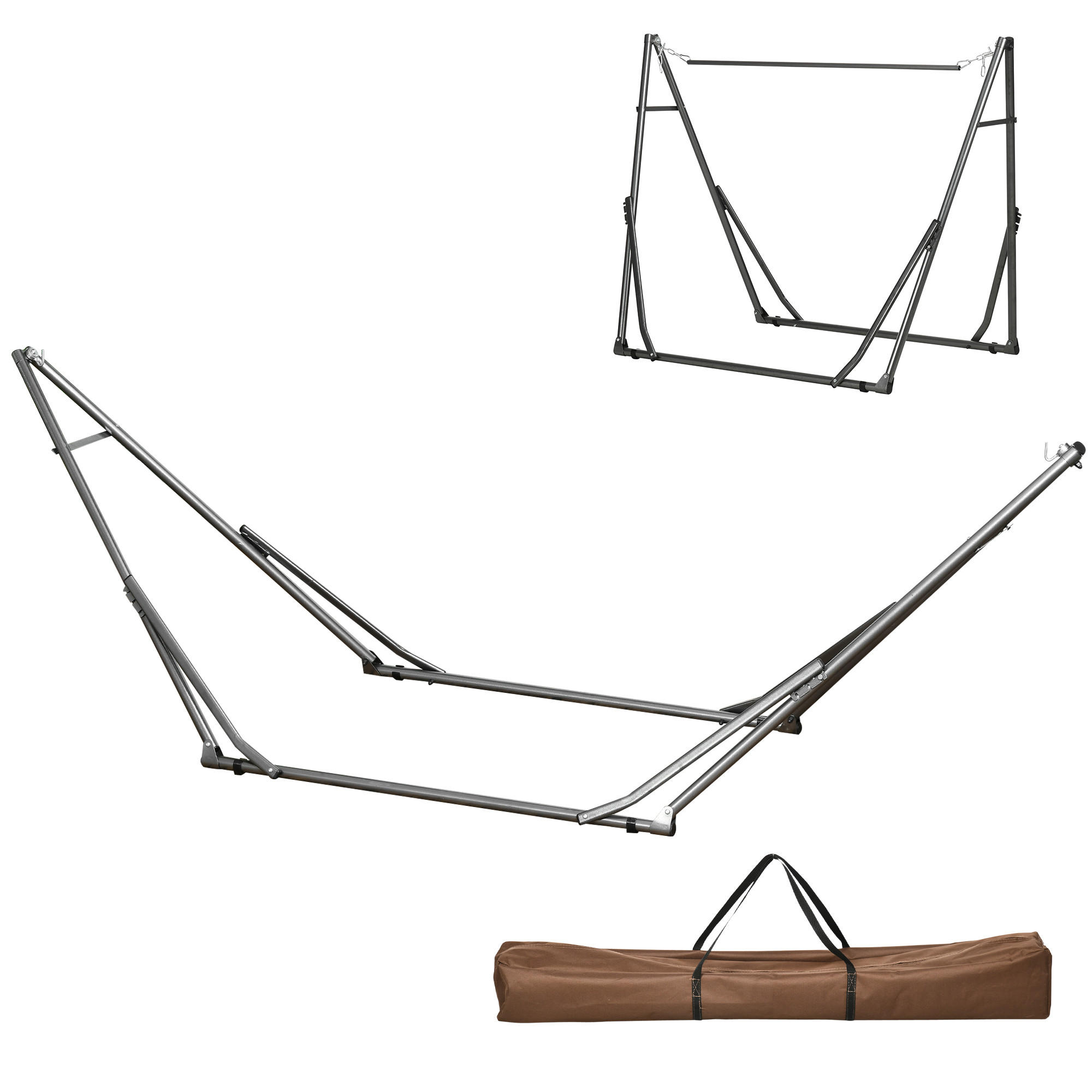 HÄNGEMATTENSTÄNDER DE-07019 2-in-1, auch als Wäscheständer nutzbar Schwarz - Silberfarben/Schwarz, Metall (92/290/88cm) - ComfortXL