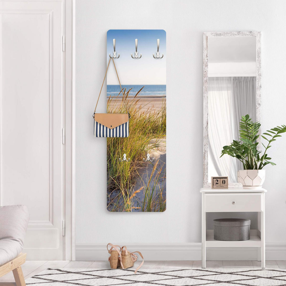WANDGARDEROBE - Stranddüne am Meer 34/105 cm - Beige, Holzwerkstoff (34/105/1.6cm) - Bilderwelten