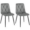 STUHL 2er Set Samt Dunkelgrau - Dunkelgrau/Schwarz, Textil/Metall (45/85/55cm) - CLP