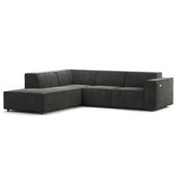 ECKSOFA mit Ottomane - Schwarz/Grau, Kunststoff/Textil (260/234cm) - home24