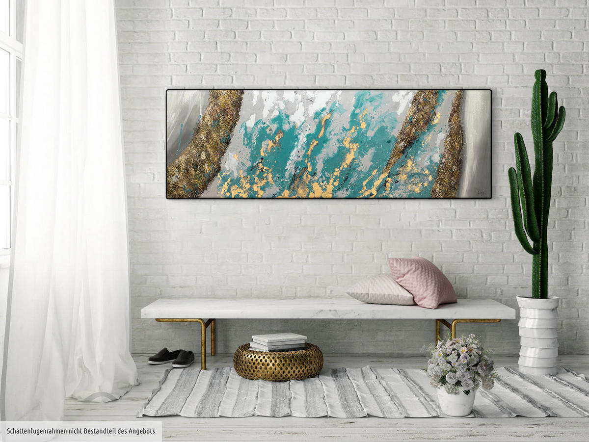 ÖLGEMÄLDE 150/50 cm - Blau/Weiß, Holz/Textil (1.98/50cm) - KUNSTLOFT