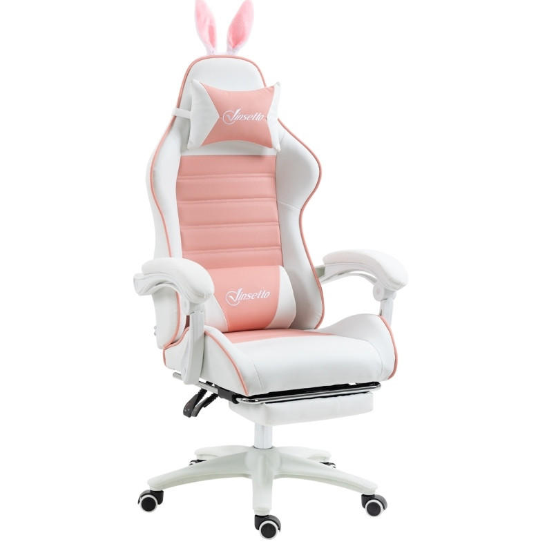GAMINGSTUHL 65/136-142/63 cm Pink aus Kunstleder mit Fußstütze - Pink, Kunststoff (63/142/65cm) - OKMYHOME