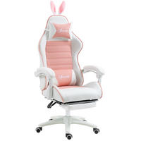 GAMINGSTUHL 65/136-142/63 cm Pink aus Kunstleder mit Fußstütze - Pink, Kunststoff (63/142/65cm) - OKMYHOME