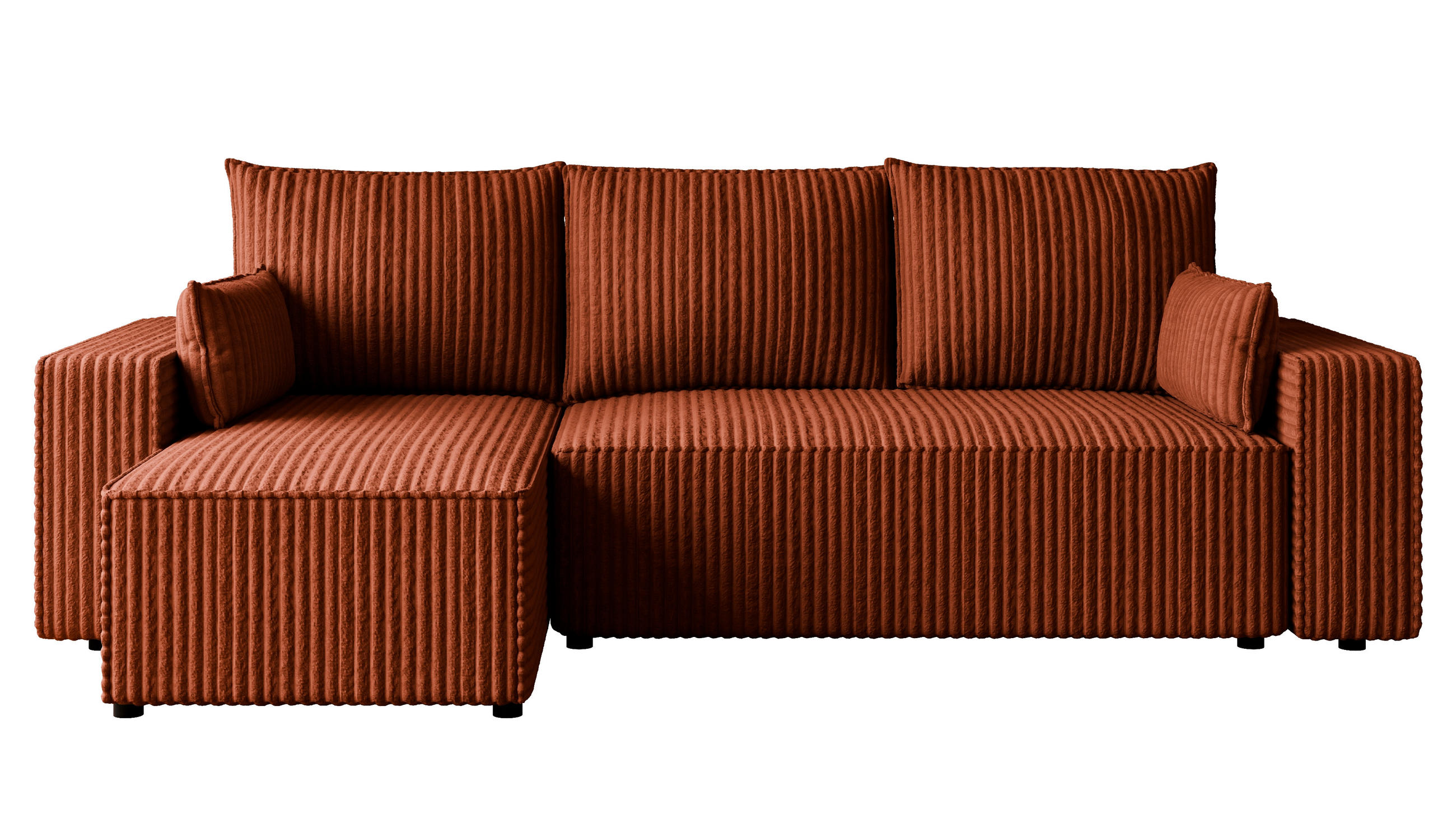 ECKSOFA Tobi mit Bettkasten und Schlaffunktion, L-Form, Cordstoff, Universal - Rostfarben, Holzwerkstoff (246/145cm) - 4ALL HOME
