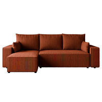 ECKSOFA Tobi mit Bettkasten und Schlaffunktion, L-Form, Cordstoff, Universal - Rostfarben, Holzwerkstoff (246/145cm) - 4ALL HOME
