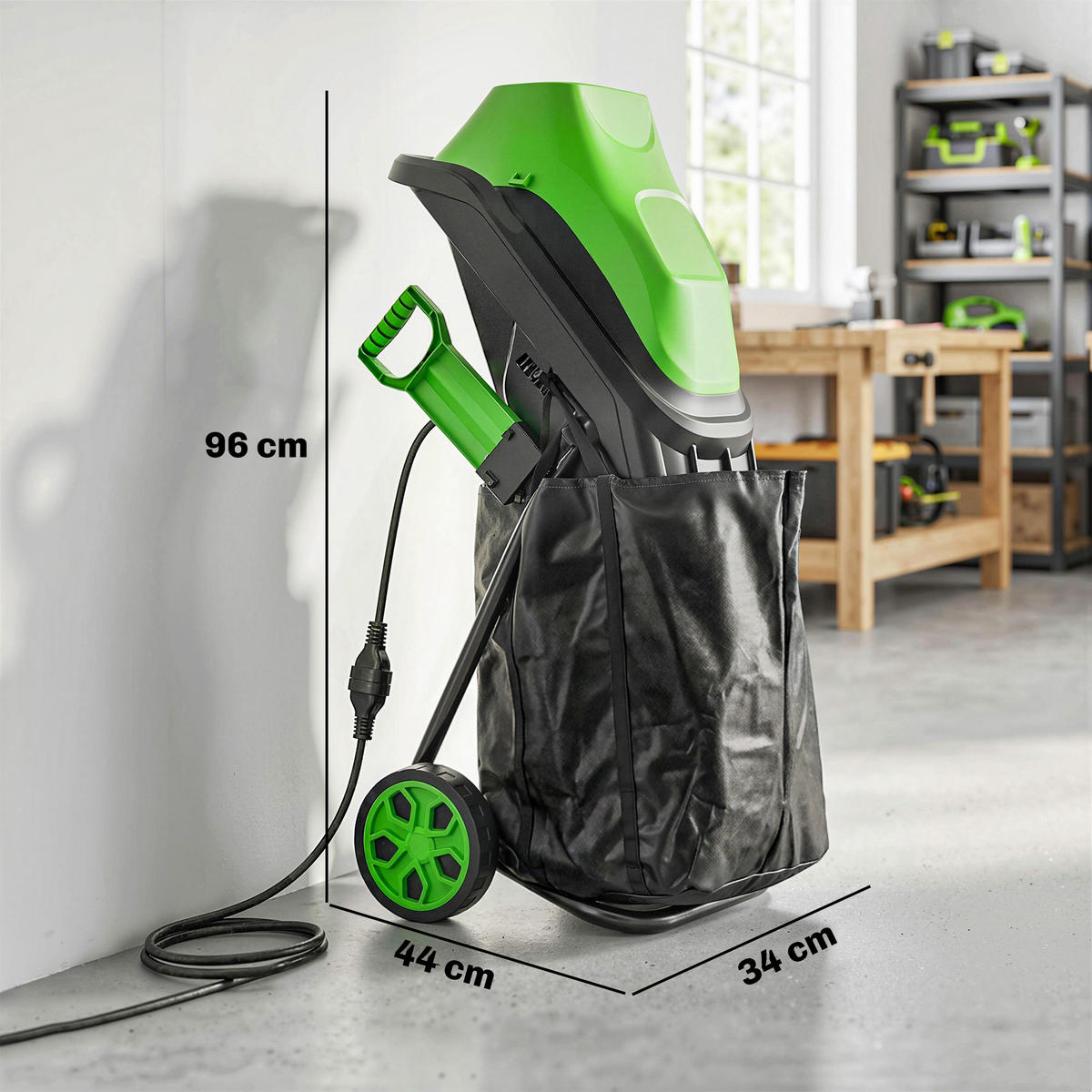 HÄCKSLER DE-13869 2500 W mit 45 L Sammelsack Grün - Grün, Kunststoff (34/96/44cm) - ComfortXL