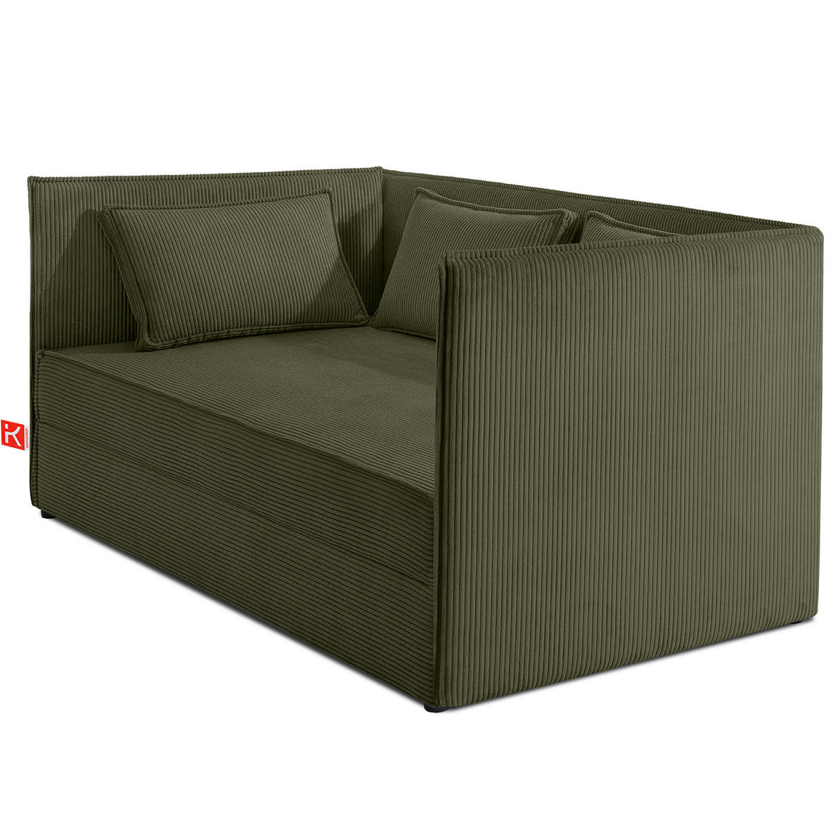 JUGENDBETT ROTI Einzelbett mit Bettkasten, 90x200cm, Bett mit Bonellmatratze, mit Rückenlehne - Schwarz/Olivgrün, Holz/Holzwerkstoff (92/200cm) - KONSIMO®