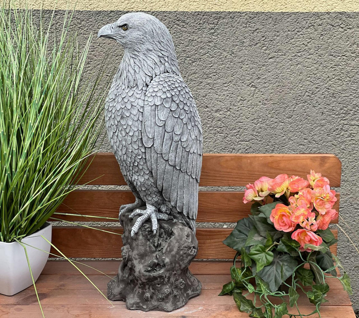 STEINFIGUR großer Adler Seeadler frostfest massiver Steinguss - Grau, Stein (18/54/17cm) - stoneandstyle
