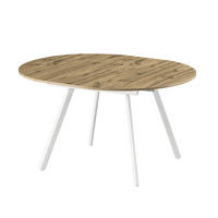 ESSTISCH LIV 120-150/120/76 cm Rund Eiche - Eichefarben/Weiß, Holzwerkstoff (120/120/76cm) - B&D Home