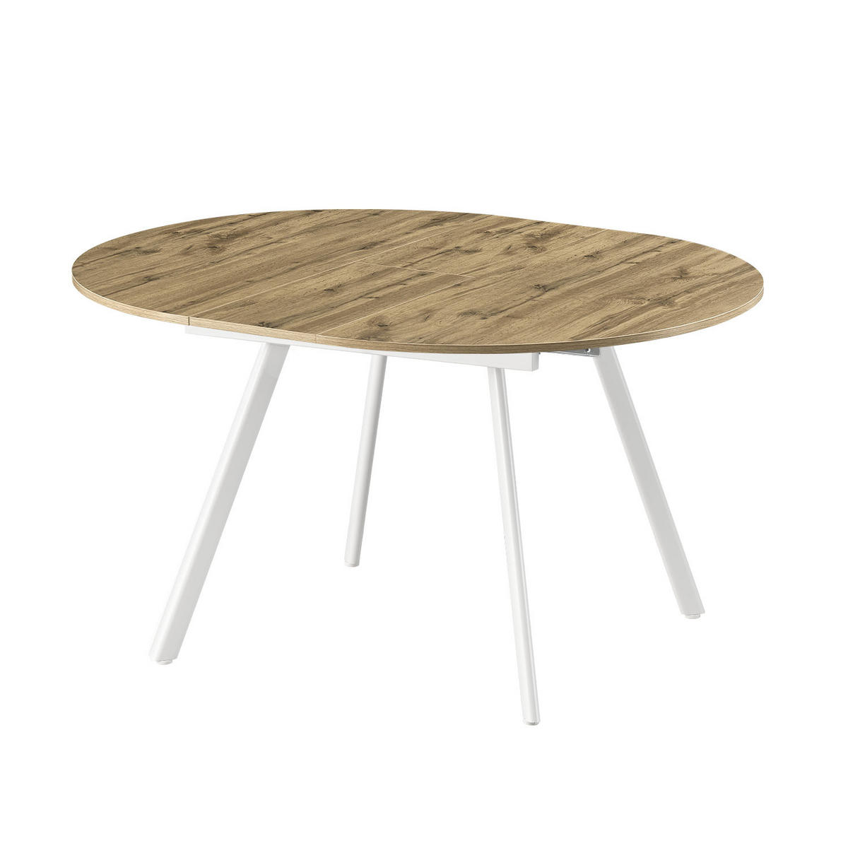ESSTISCH LIV 120-150/120/76 cm Rund Eiche - Eichefarben/Weiß, Holzwerkstoff (120/120/76cm) - B&D Home