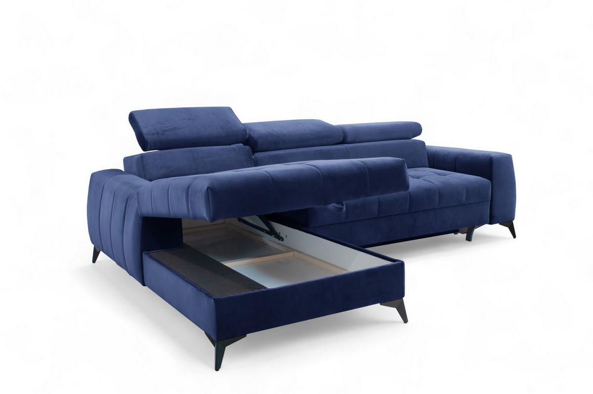 ECKSOFA Agnesa Xs In Salvador - Dunkelblau, Holzwerkstoff/Textil (260/200cm) - Fun Möbel