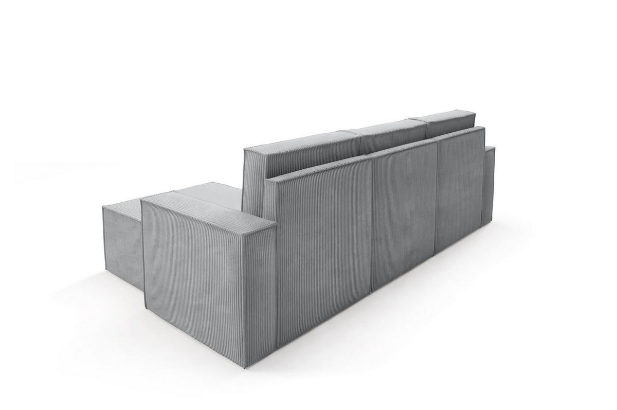 ECKSOFA Orto Hellgrau, Dreisitzer Kordecksofa rechte seite - Hellgrau, Holzwerkstoff/Textil (180/142cm) - Bettso
