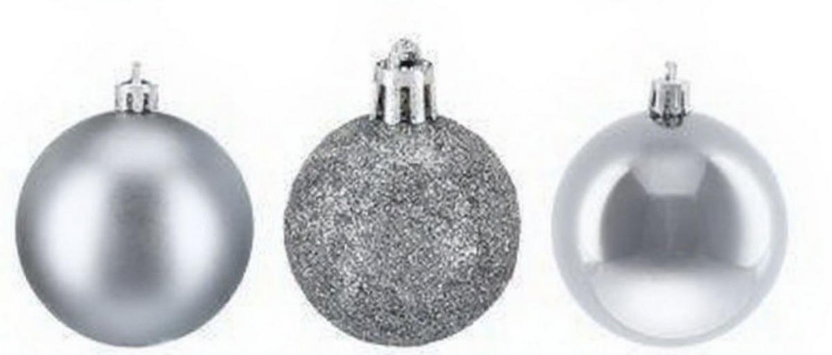 76XWEIHNACHTSKUGELN - Silberfarben, Kunststoff (6/7/6cm) - Relaxdays