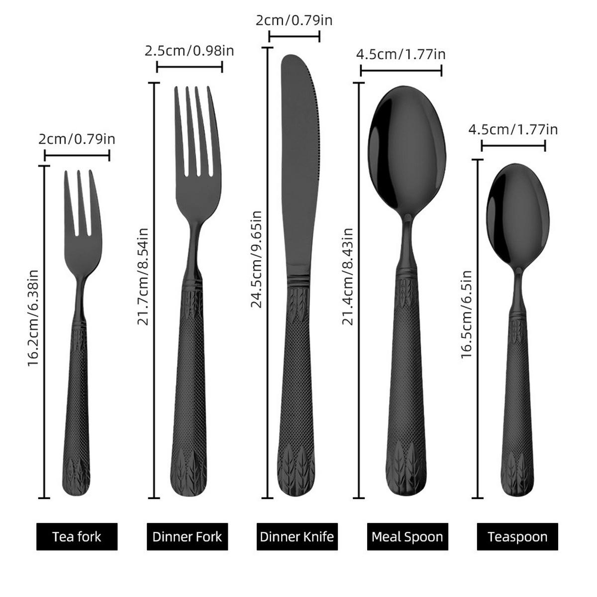 BESTECK-SET 20-teiliges Besteckset Edelstahl schwarz - Schwarz, Metall