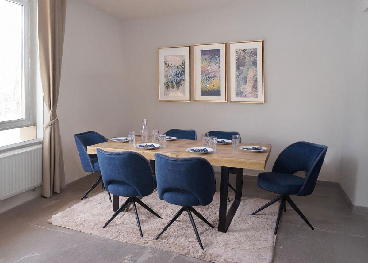 JEDÁLENSKÁ stolička Modrá, sada 2 ks - modrá, textil (54/84/60cm) - MCW