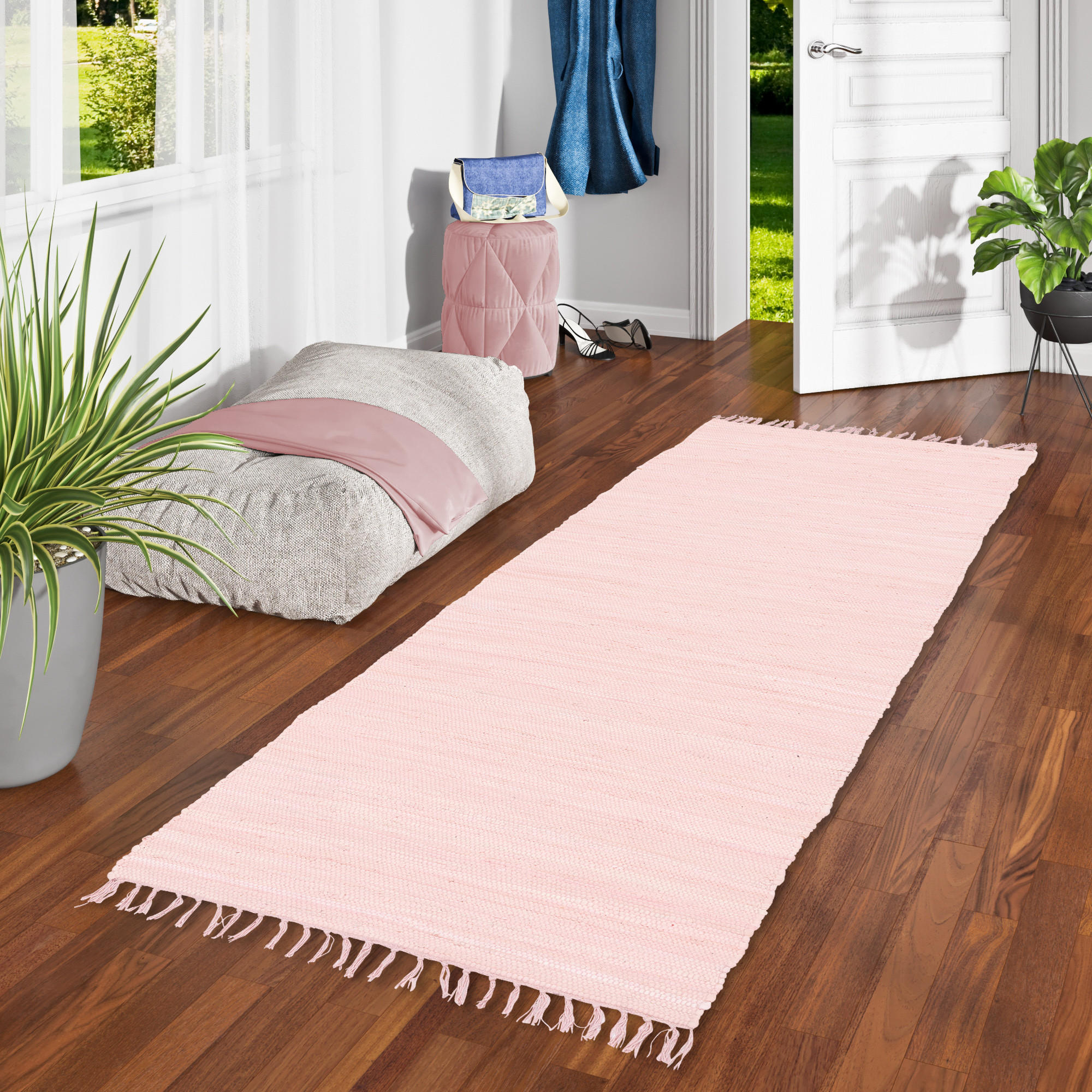 BAUMWOLLE NATUR TEPPICH LÄUFER JOLLY COTTON - Rosa, Textil (70/140cm) - Pergamon