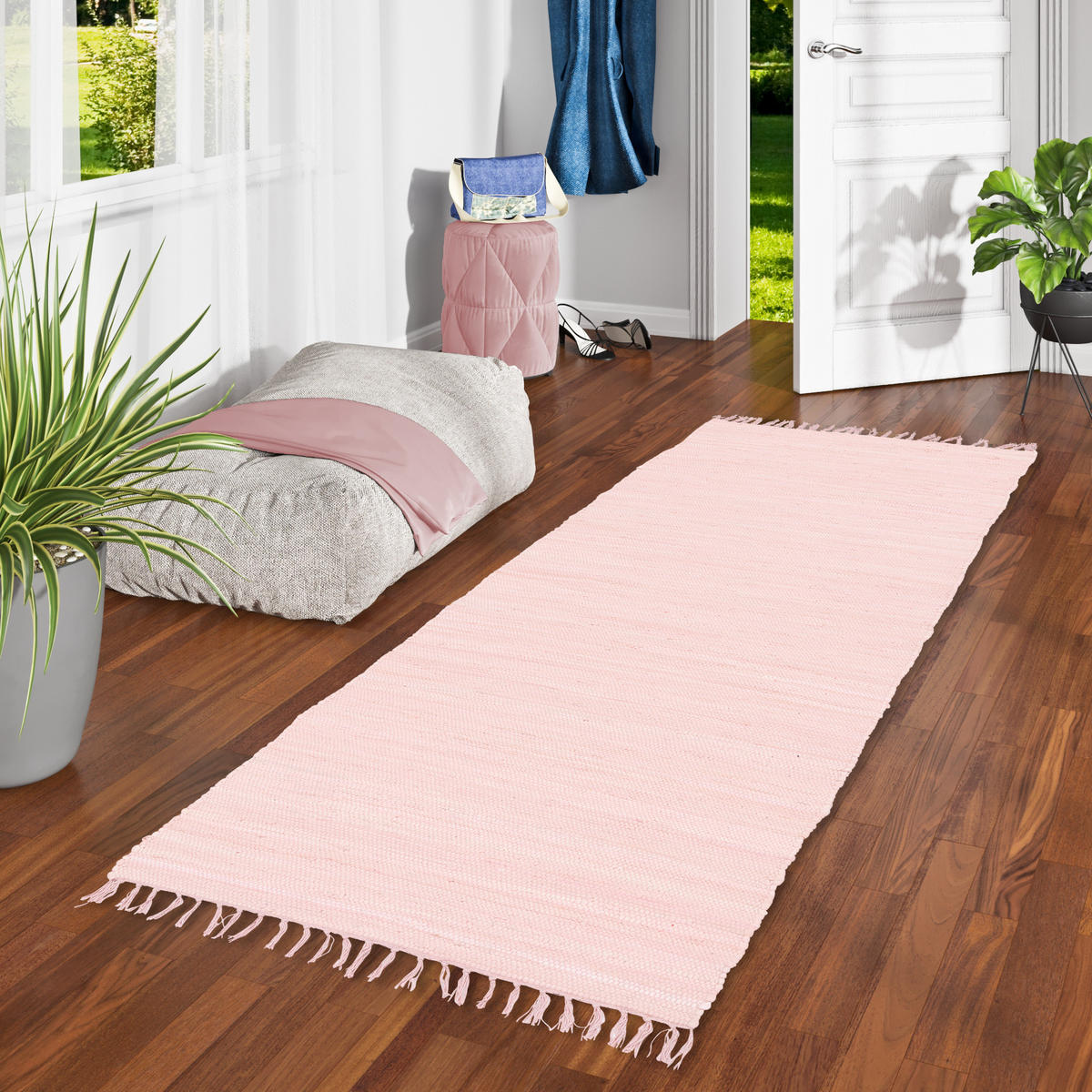 BAUMWOLLE NATUR TEPPICH LÄUFER JOLLY COTTON - Rosa, Textil (70/250cm) - Pergamon