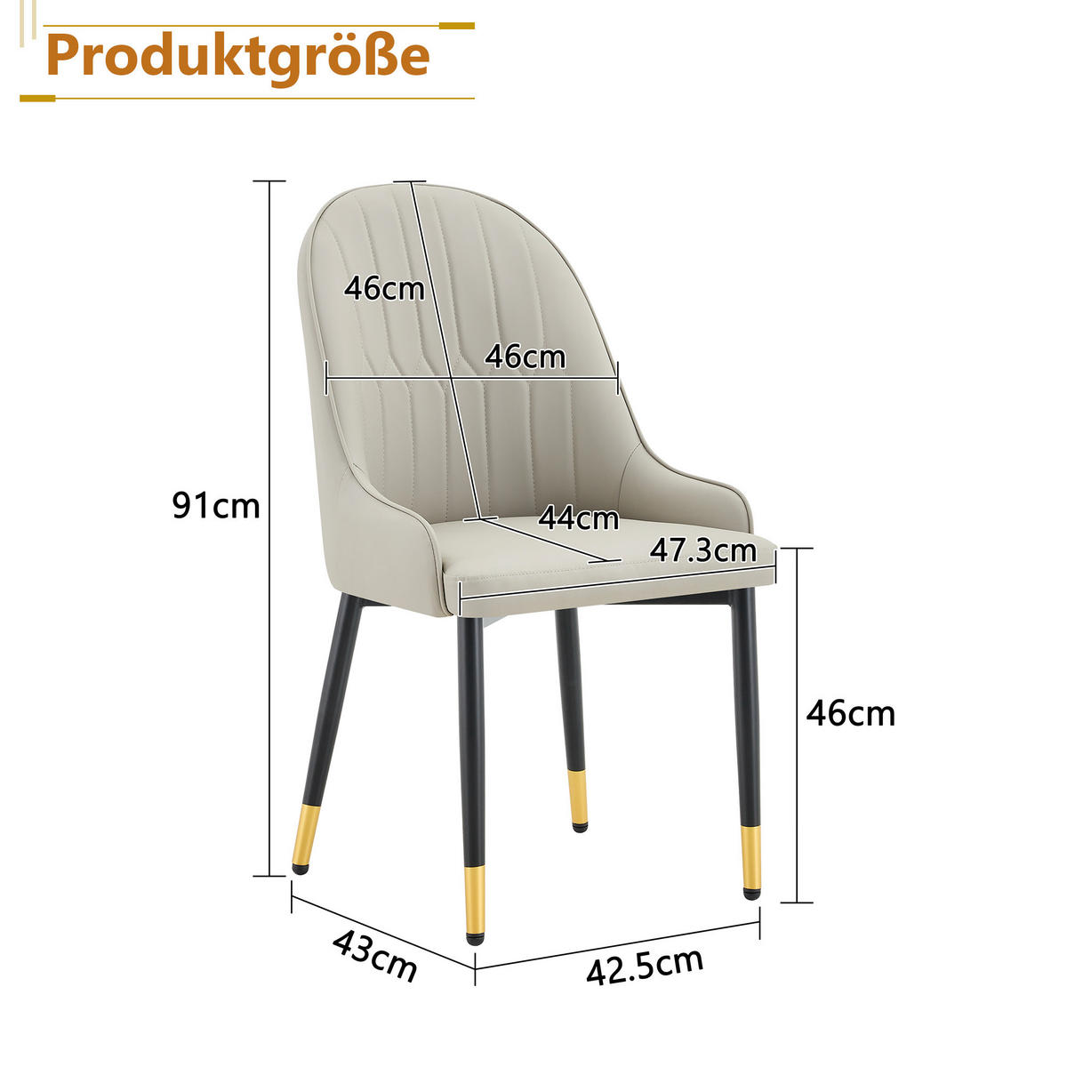 ARMLEHNSTUHL-SET DE-36680 2 Stück mit PU-Bezug und Metallbeinen Warmgrau - Grau, Metall (44/91/47.3cm) - ComfortXL