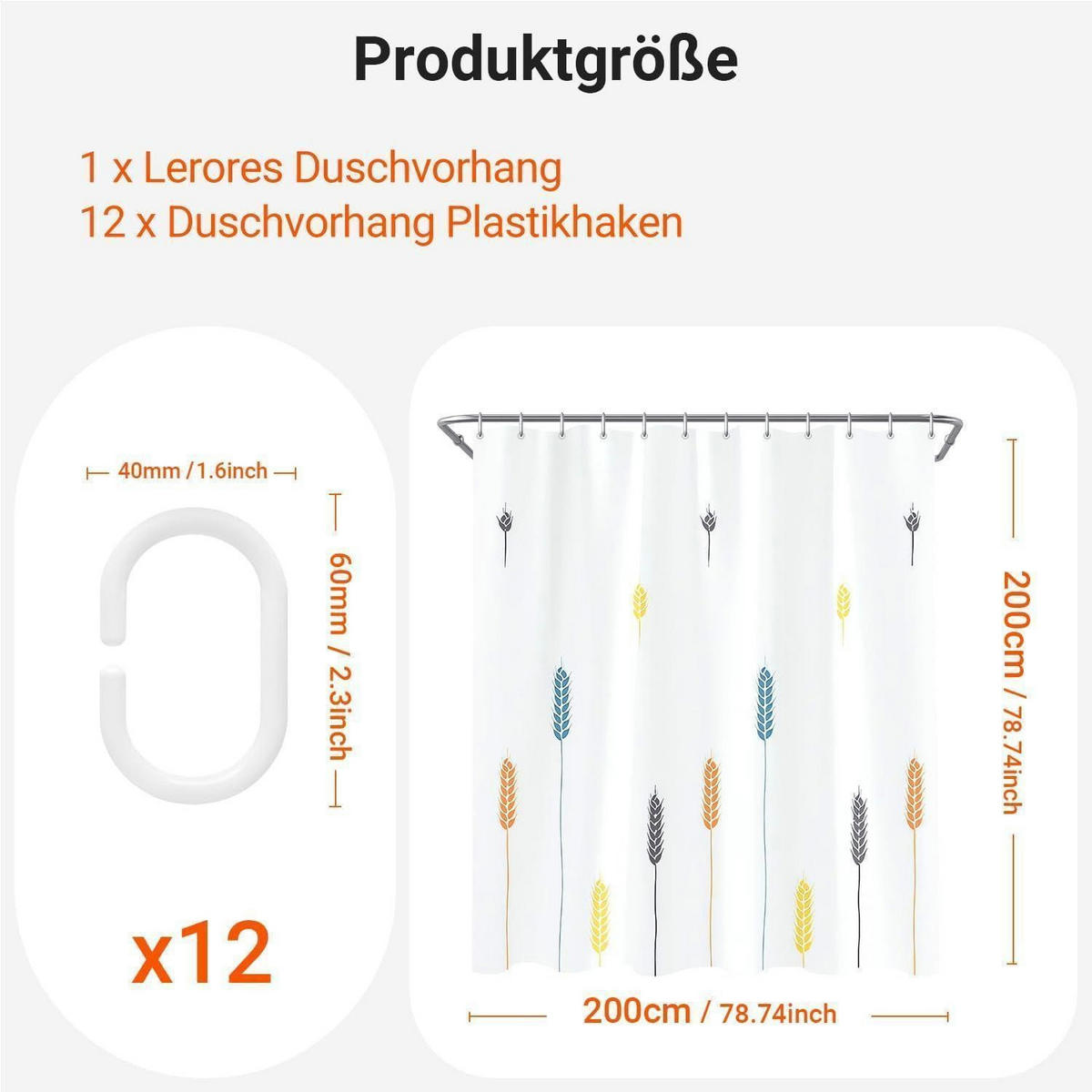 DUSCHVORHANG Bunte Weizenohren 200 x 200 cm - Multicolor, Textil (200/200cm)