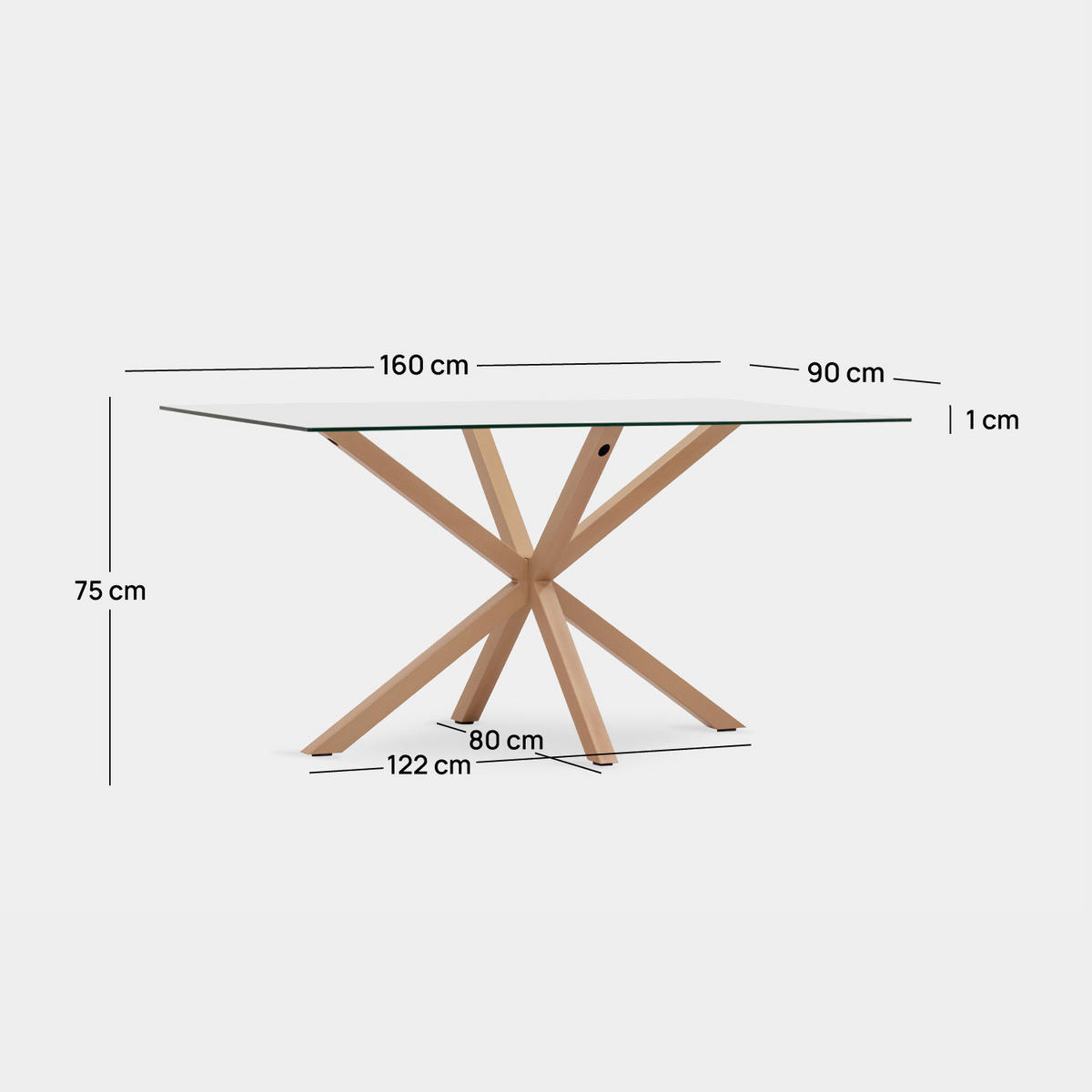 ESSTISCH Aras Durchsichtig 160 cm x 75 cm - Transparent, Glas (90/160/75cm) - Klast Home
