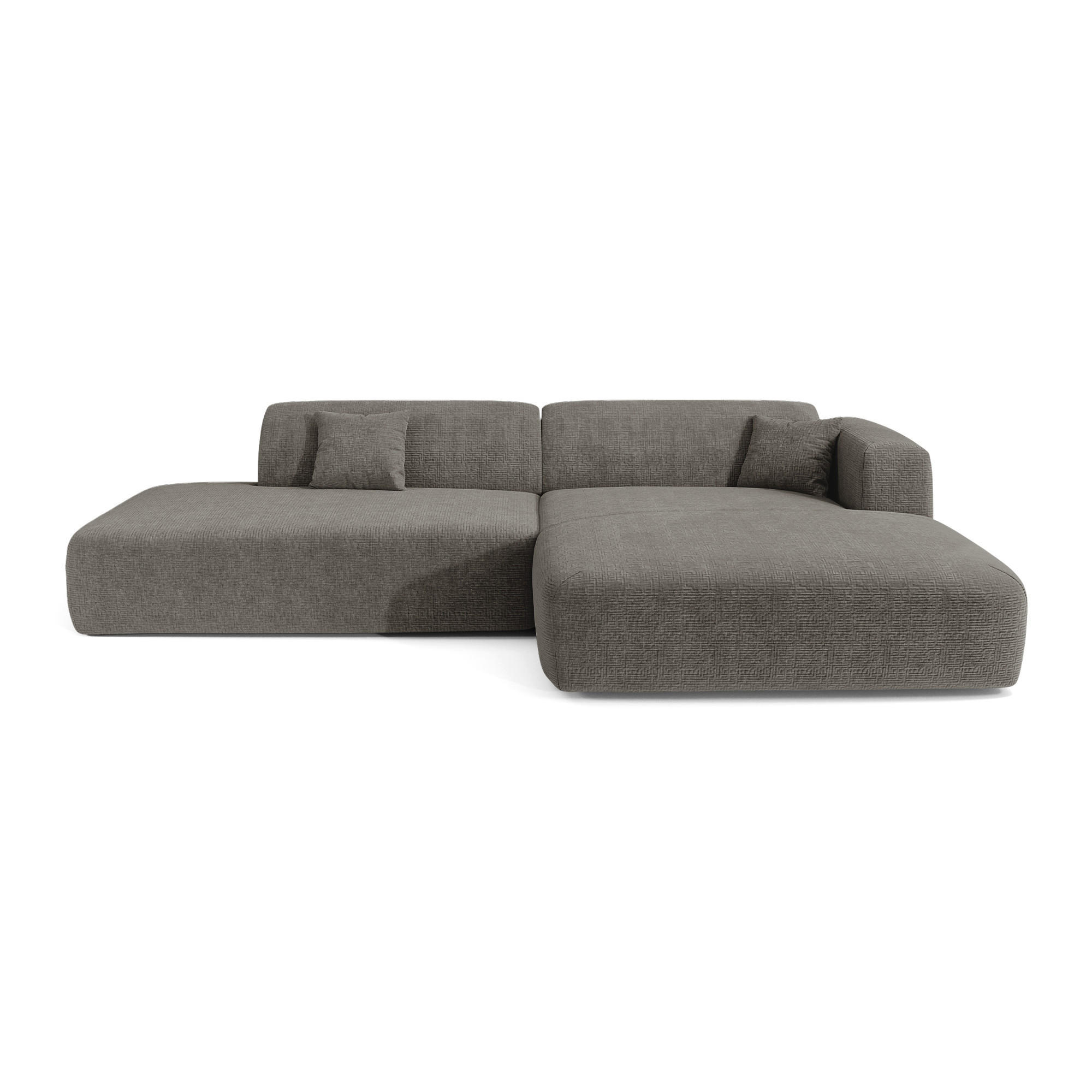 ECKSOFA RECHTS Gemusterter Samt Grau 310cm - Grau, Textil (300/96cm) - Sia Home