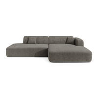 ECKSOFA RECHTS Gemusterter Samt Grau 310cm - Grau, Textil (300/96cm) - Sia Home